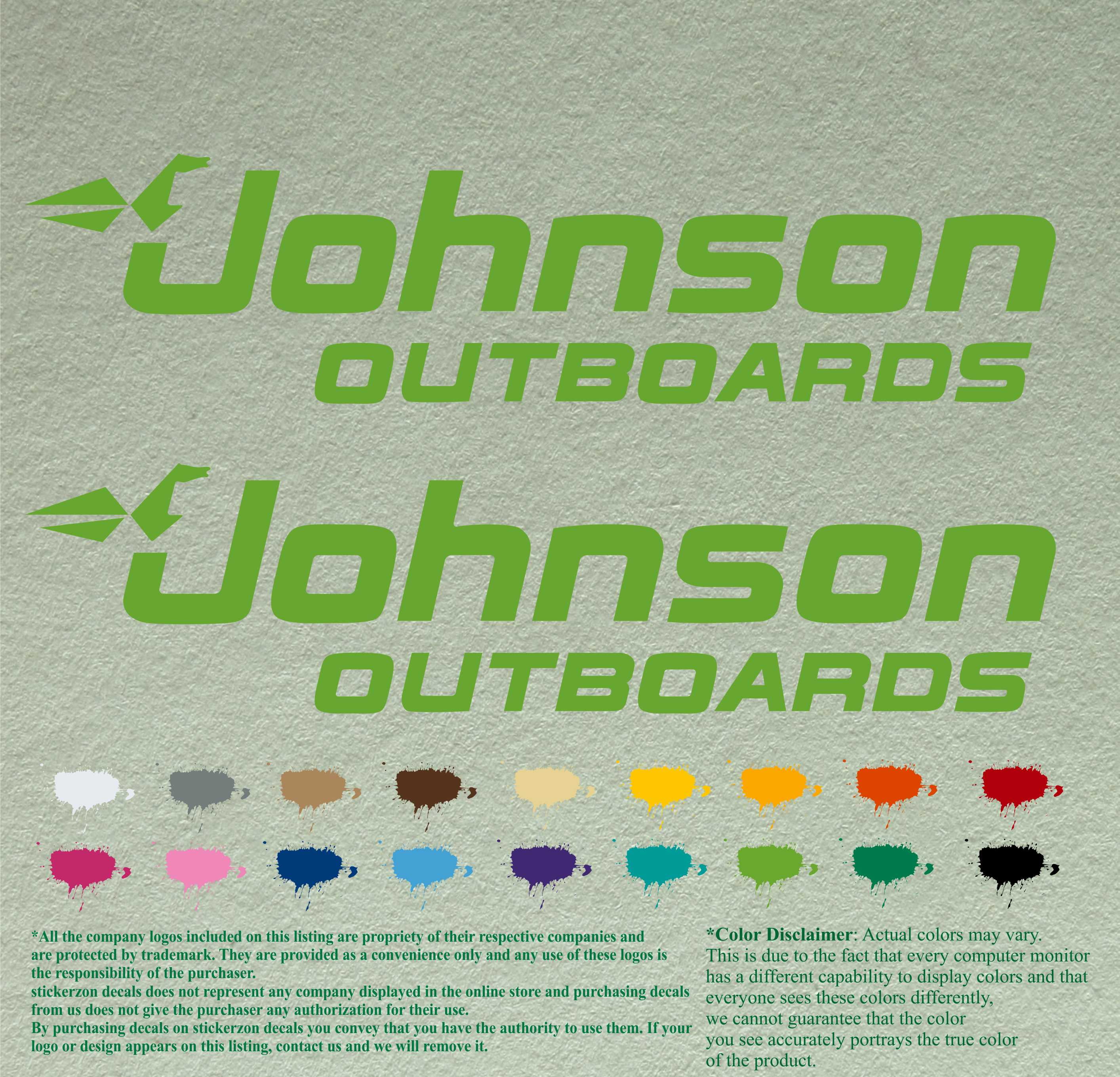 Johnson Boats Compatible Replacement Restoration Decals Vinyl Stickers Boat Outboard Motor Set of 2