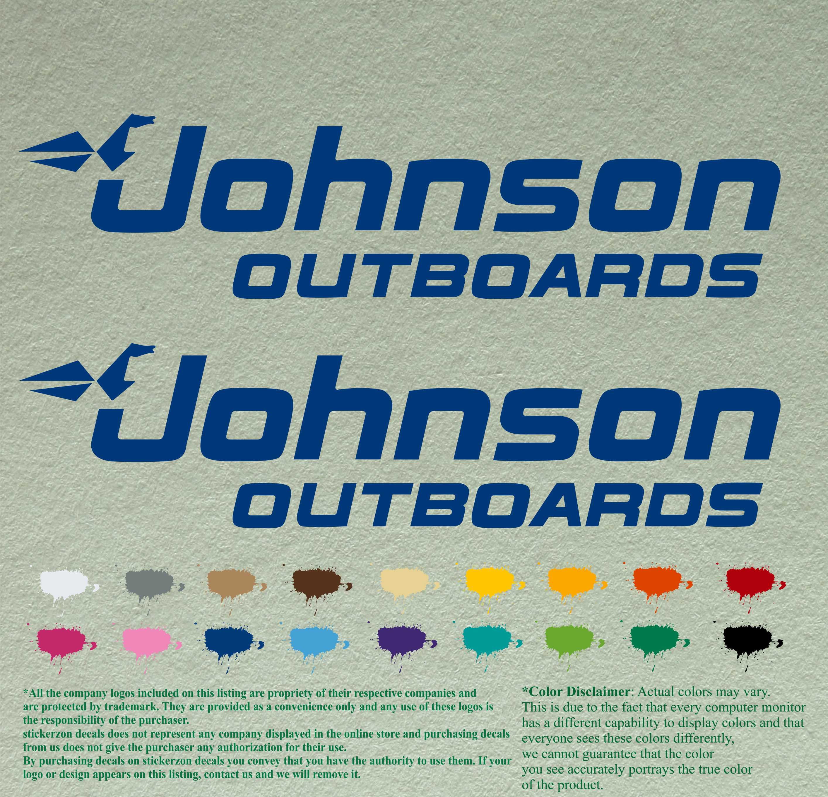 Johnson Boats Compatible Replacement Restoration Decals Vinyl Stickers Boat Outboard Motor Set of 2