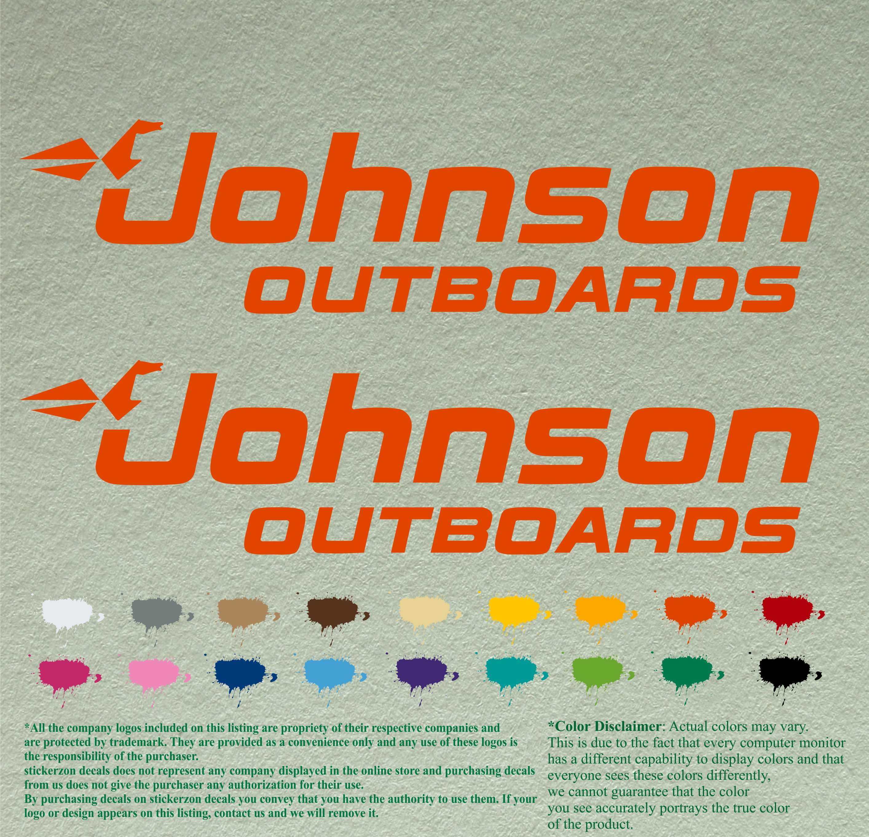 Johnson Boats Compatible Replacement Restoration Decals Vinyl Stickers Boat Outboard Motor Set of 2