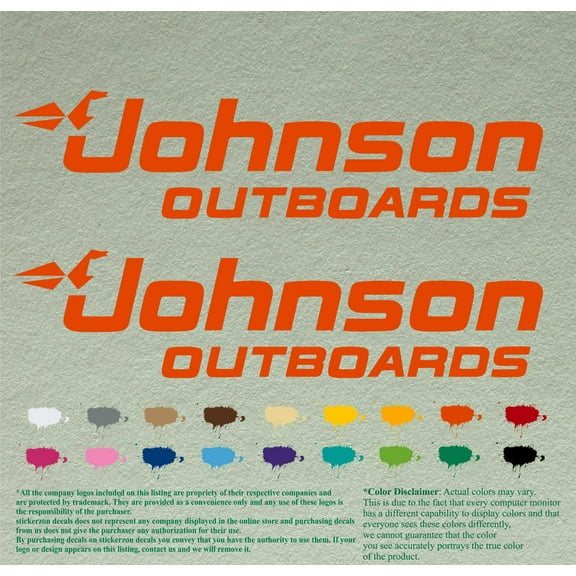 Johnson Boats Compatible Replacement Restoration Decals Vinyl Stickers Boat Outboard Motor Set of 2