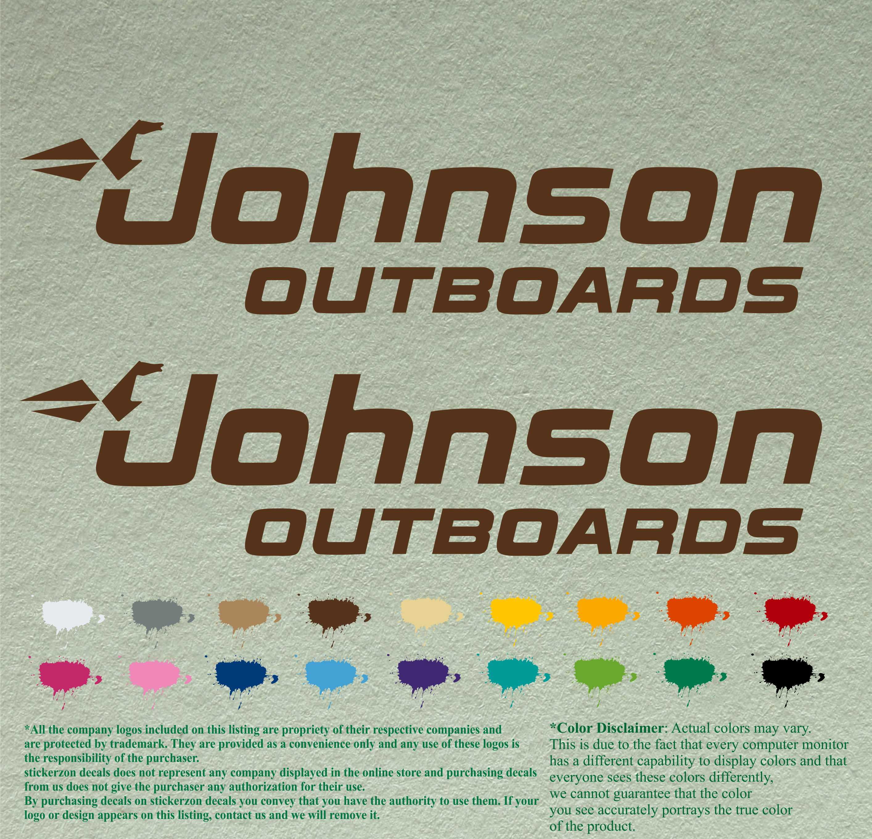 Johnson Boats Compatible Replacement Restoration Decals Vinyl Stickers Boat Outboard Motor Set of 2