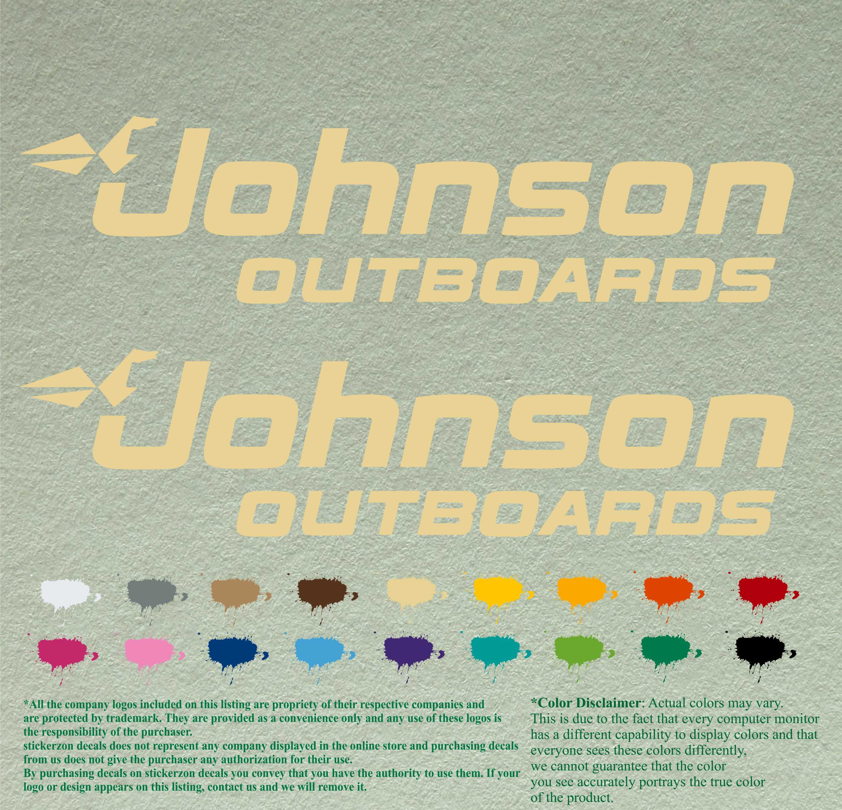 Johnson Boats Compatible Replacement Restoration Decals Vinyl Stickers Boat Outboard Motor Set of 2