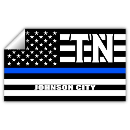 Johnson City TN Tennessee Washington County Thin Blue Line Stealthy USA Flag - Honoring Law Enforcement Officers Flags - Blue Lives Matter Euro Decal Bumper Sticker 3M Vinyl 3" x 5"