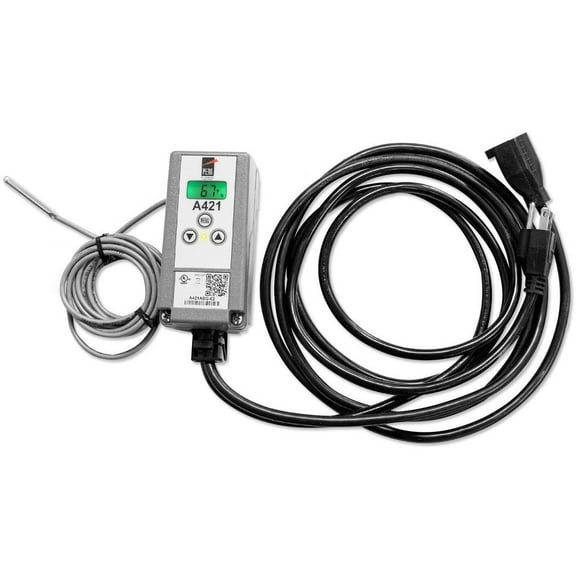 Johnson Controls A421ABG-02C A421 Series Electronic Temperature Control with Pre Wired Power Cord, -40 to 212 Degree F Temperature Range,Silver CA3