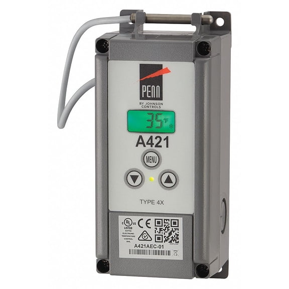 Johnson Controls A421AEC-02C Electronic Temp Control, SPDT, 1 Switch, 6.5 ft. (2m) CA3