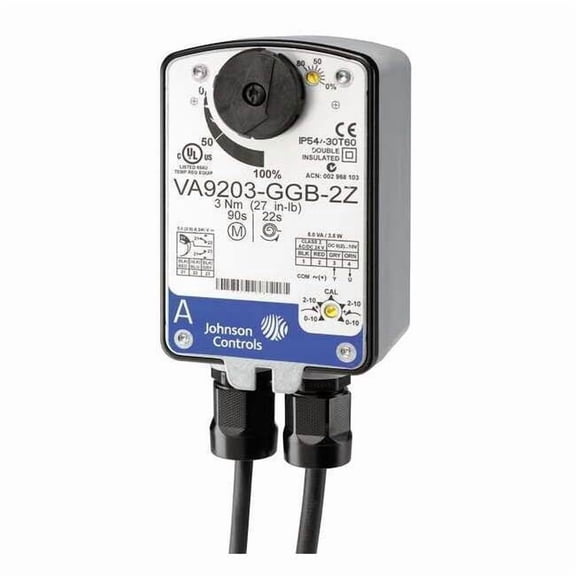 Johnson Controls Elect Ball Valve Actuator,24V AC,Prop VA9203-GGA-2Z