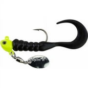 Johnson Crappie Buster Spin'R Grub Fishing Lure, Chartreuse/Black, 2 in