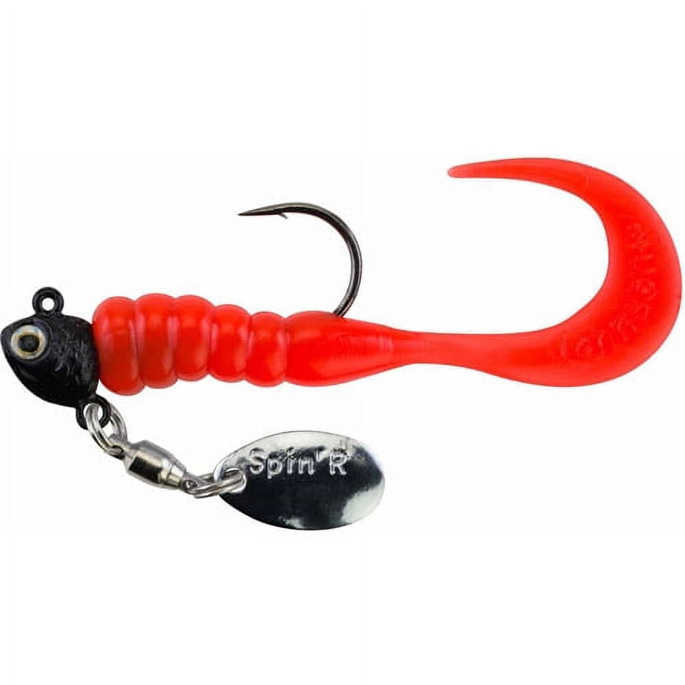 Johnson Crappie Buster Spin'R Grub Fishing Lure, Black/Fluorescent Orange, 2 in