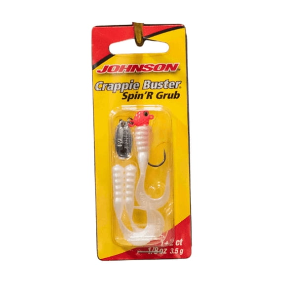 Johnson Crappie Buster Spin'R Grub Fishing Lure, Pink/Pearl, 2 in