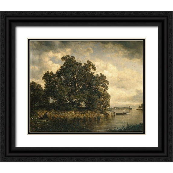 Johnson, David 18x15 Black Ornate Wood Framed with Double Matting Museum Art Print Titled - Bayside, New Rochelle, New York 1886