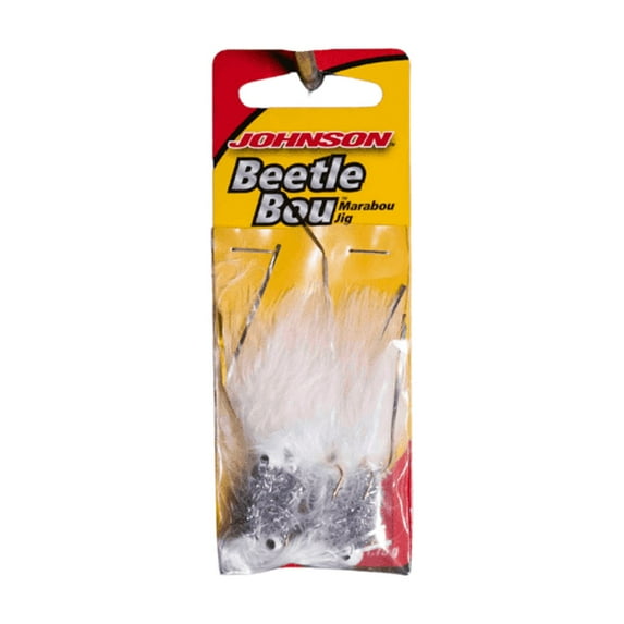 Johnson Beetle Bou Fishing Lure, White Chrome Tinsel White, 2 in