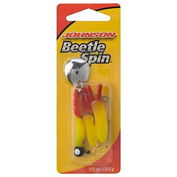 Johnson Original Beetle Spin Fishing Lure, Chartreuse Firetail, 1.1 in