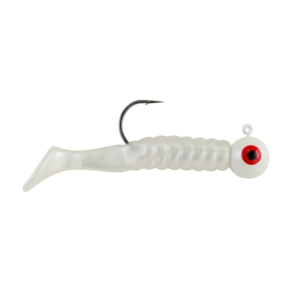 Johnson Swimming Paddletail Fishing Lure, Pearl White, 2.1 in