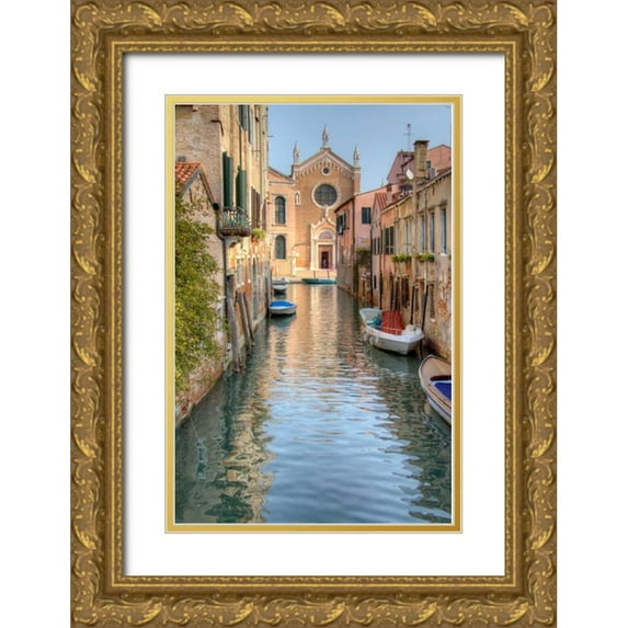 Johnson, George 23x32 Gold Ornate Wood Framed with Double Matting Museum Art Print Titled - Waterways of Venice I