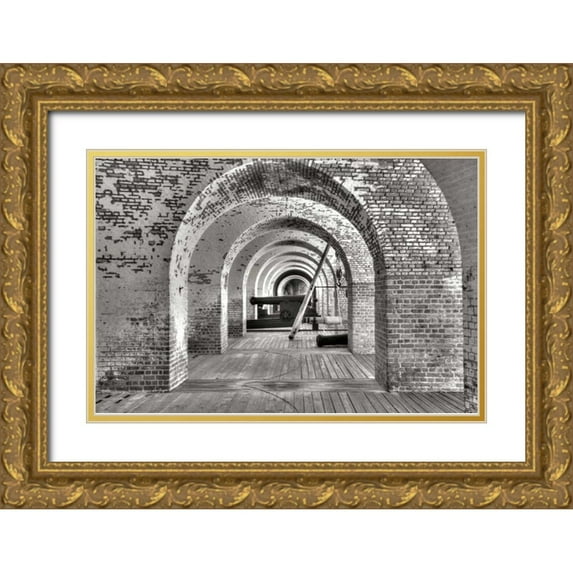 Johnson, George 24x17 Gold Ornate Wood Framed with Double Matting Museum Art Print Titled - Civil War Fort I