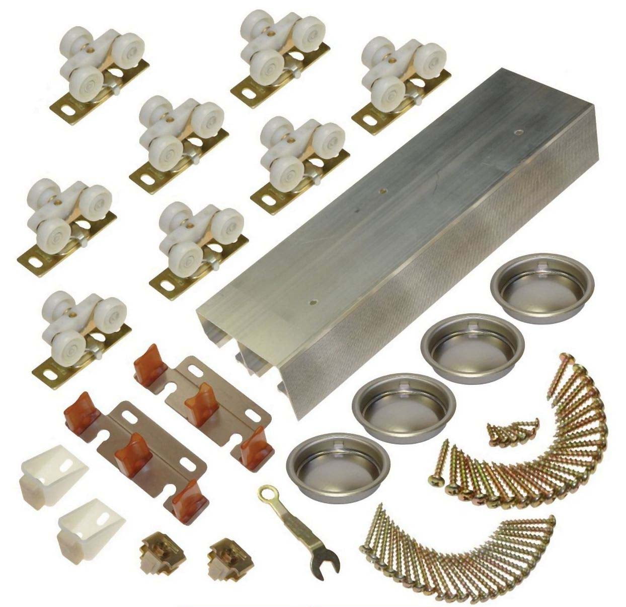 Johnson Hardware 138F Series Sliding Bypass Door Hardware (96 Inch 4 Door System)