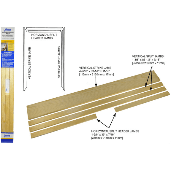 Johnson Hardware 1510 Series Pocket Door Frame Jamb Kit - Single Pack Standard Mounting Hardware, Drop-In Replacement
