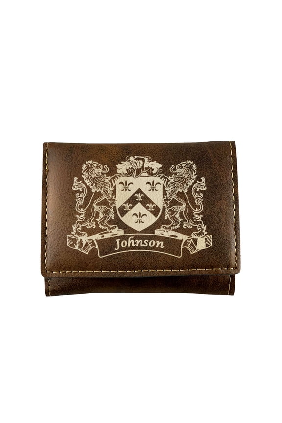 Johnson Irish Coat of Arms Rustic Leather Wallet
