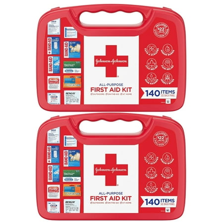 Johnson & Johnson All-Purpose Portable Compact First Aid Kit, 140 pc (Pack of 2)