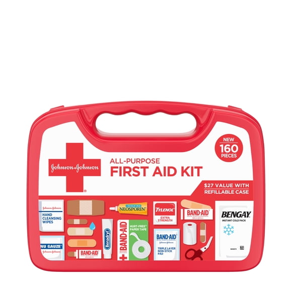 Band-Aid Brand All-Purpose Portable Compact First Aid Kit, 160 Piece