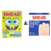 Johnson & Johnson Band-Aid Sponge Bob 10 Count and Plastic Strips 60 Count Pack