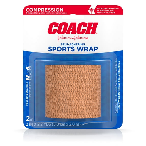 Johnson & Johnson Coach Self-Adhering Elastic Wrap, 2 in x 2.2 yd