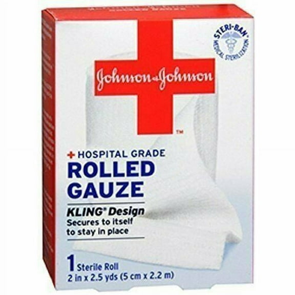 Johnson & Johnson Red Cross First Aid Rolled Gauze 2"x2.5 yds, Pack of 4