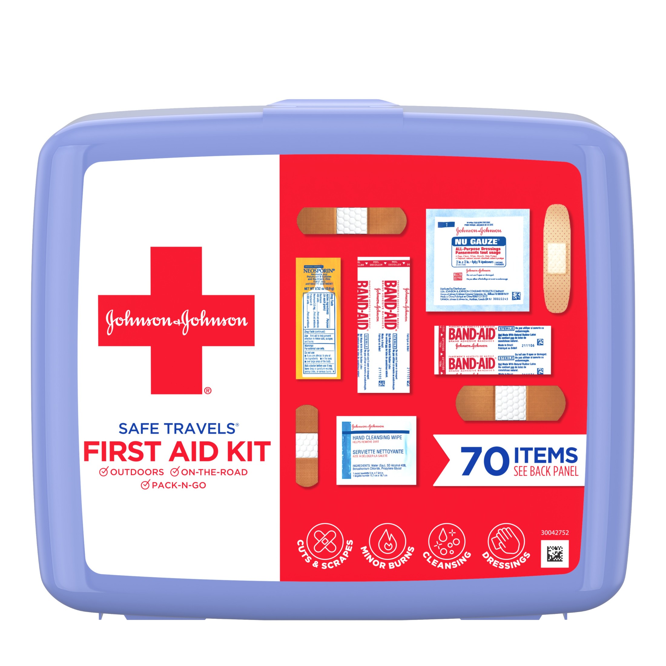 Johnson & Johnson Safe Travels Portable Emergency First Aid Kit, 70 pc - image 1 of 11