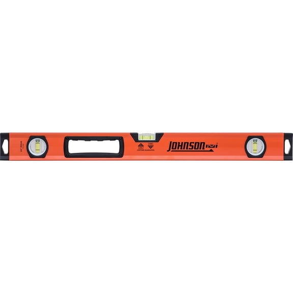 Johnson Level 2008364 24 in. 3 Vial Aluminum Non-Magnetic Box Level, Orange