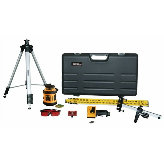 Johnson Level Laser Level Kit - 200 Ft Range, 1/8 In Accuracy, Red Laser, Magnetic