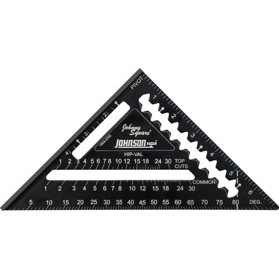 Johnson Level & Tool 1904-0700 Johnny Square Professional Easy-Read Aluminum Rafter Square, 7", Black, 1 Square