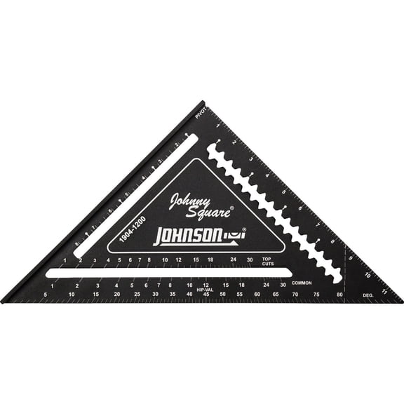Johnson Level & Tool 1904-1200 Johnny Square Professional Easy-Read Aluminum Rafter Square, 12", Black, 1 Square