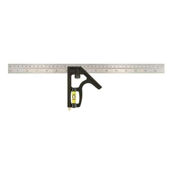 Johnson Level & Tool 420EM-S Heavy Duty Professional Inch/Metric Metal Combination Square, 16", Silver, 1 Square