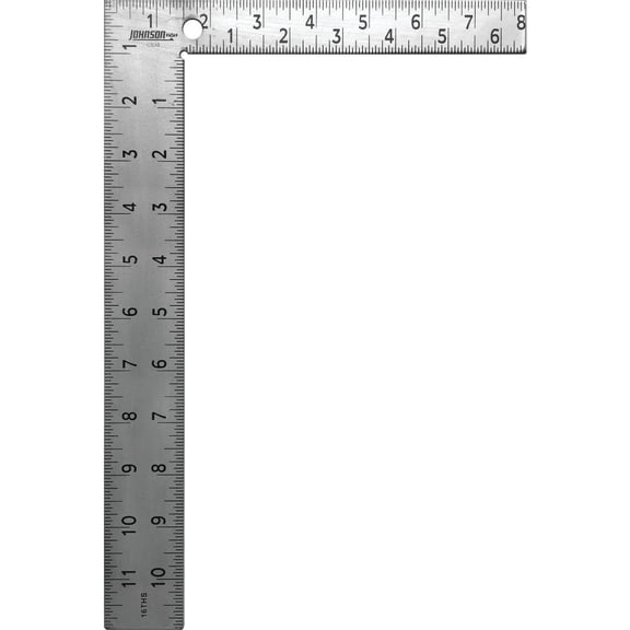 Johnson Level & Tool CS10 Professional Easy-Read Steel Carpenter Square, 8" x 12", Silver, 1 Square