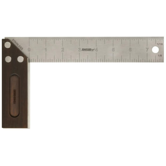 Johnson Level & Tool 1940-0800 Try Square, Professional, Bamboo Handle, 8-In.