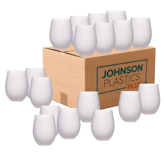 Johnson Plastics Plus JPPlus 17oz Frosted Sublimation Wine Glass - Personalized Sublimation Drinkware in Bulk (Frosted (Case of 48))