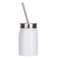 thumbnail image 1 of Johnson Plastics Plus JPPlus 17oz Sublimation Drinking Jar Cup Drinkware. Stainless Steel Jars with Lids and Straws. Perfect for Smoothies (White no Handle (Each)), 1 of 6