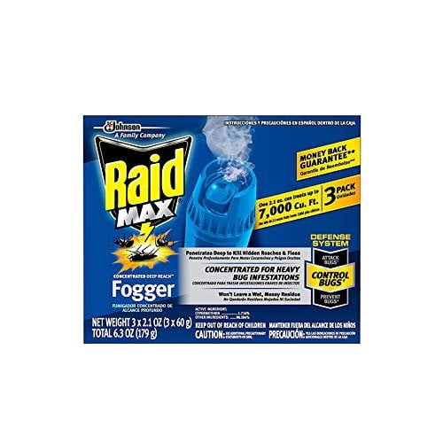 Johnson Raid Max Fogger, Insect Killer for Mosquito, Ant, Roach, Spider, Flea, for Indoor Use 6.3 Ounce Pack of 1