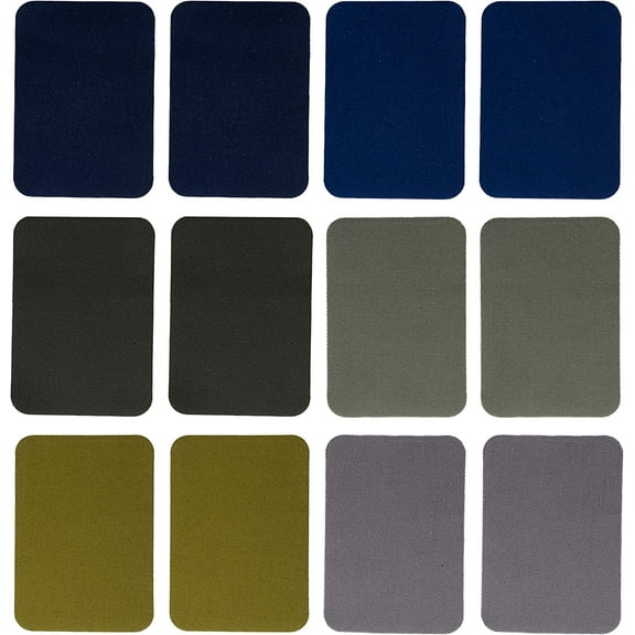 Johnson & Smith Iron On Patches - 12-Piece Iron On Patch for Clothing, Pants Repair - Adhesive Fabric Patches - Easy to Use, No Sewing Needed - Cool Rectangle Patches  Green and Navy