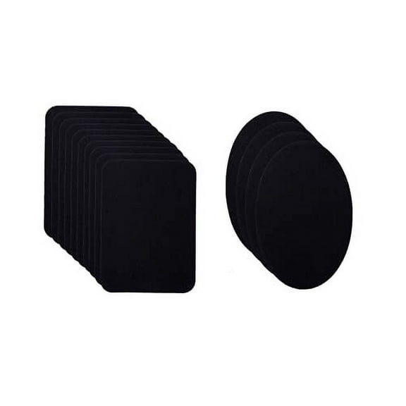 Johnson & Smith Iron On Patches - 14-Piece Iron On Patch for Clothing, Jeans Repair - Adhesive Fabric Patches in 2 Shapes - Easy to Use, No Sewing Needed - Cool Rectangle and Round Patches – Black