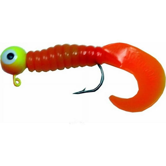 Johnson Swimming Grub Fishing Lure, Chartreuse-Orange, 3 in, 1/4 oz