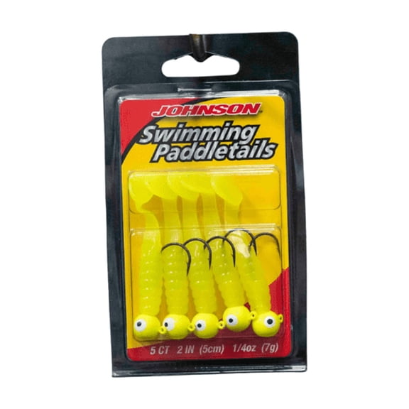 Johnson Swimming Paddletail Fishing Lure, Chartreuse, 2.1 in