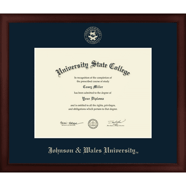 Johnson & Wales University in Rhode Island Diploma Frame, Document Size 11" x 8.5"