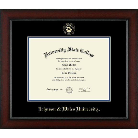 Johnson & Wales University in Rhode Island Diploma Frame, Document Size 11" x 8.5"