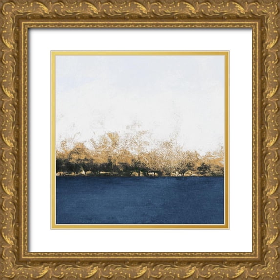 Johnson, Walt 15x15 Gold Ornate Wood Framed with Double Matting Museum Art Print Titled - Gold Forest Abstract