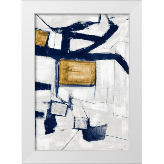 Johnson, Walt 23x32 White Modern Wood Framed Museum Art Print Titled - Golden Blue Shatters I