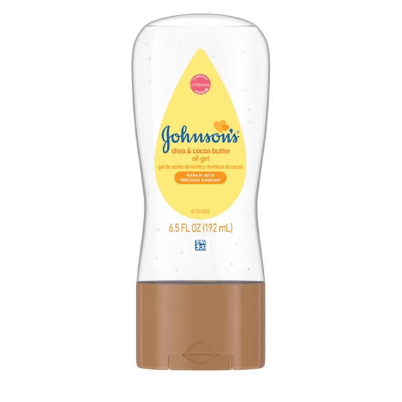 Johnson's Baby Body Moisturizing Oil Gel with Shea & Cocoa Butter, Nourishes, 6.5 fl oz