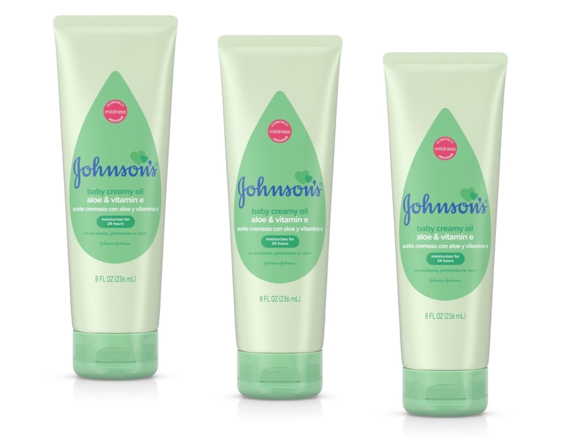 Johnson's Baby Creamy Body Oil with Aloe & Vitamin E for Delicate Skin, Hypoallergenic - 8 fl oz - 3 Pack 3 Pack