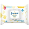 thumbnail image 1 of Johnson's Baby Hand & Face Cleansing Wipes to Remove 95% of Germs and Dirt from Skin, Pre-Moistened Allergy-Tested Wipes, Paraben & Alcohol-Free, 25 ct (Pack of 3), 1 of 7
