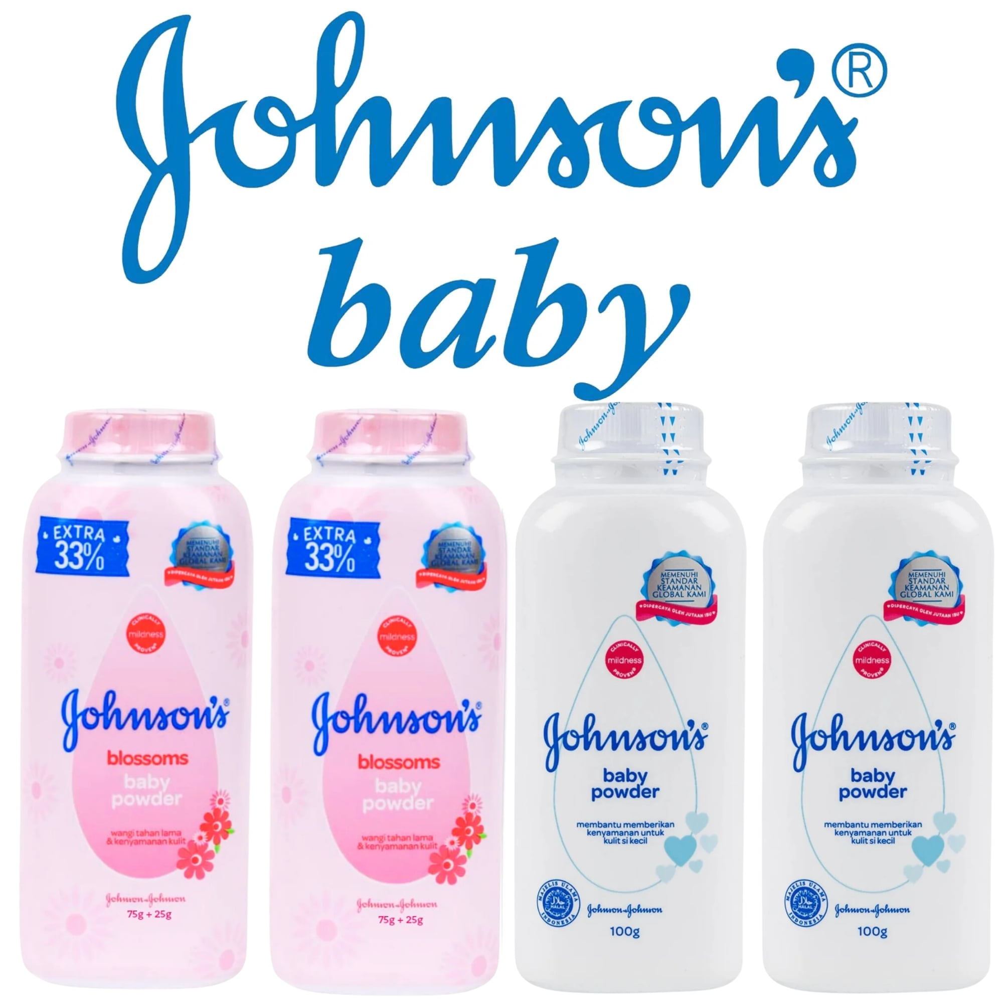 Johnson's Baby Powder (100G Each) 2 Pcs Blossoms & 2 Pcs Original